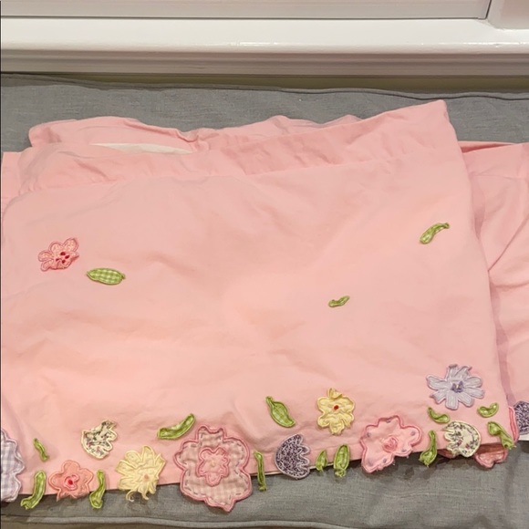 Pink Floral Pottery Barn Valance Curtain Set